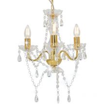 Lustre avec perles Doré Rond 3 x E14 Vidaxl