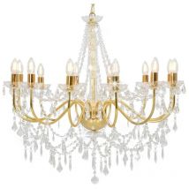 Lustre avec perles Doré 12 ampoules E14