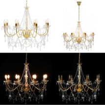 Lustre avec perles Doré 8 ampoules E14 - lustre - lustres - Home & Living - Or