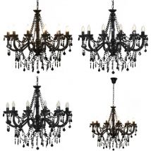 Lustre avec perles Noir 12 ampoules E14 - lustre - lustres - Home & Living - Noir