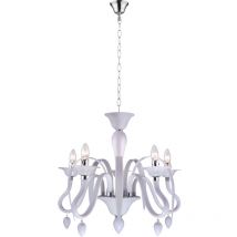 Globo - Lustre lustre lustre blanc 5 flammes suspension lampe suspendue salle à manger, métal chromé, 5x douilles E14, DxH 55x130cm