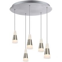 Lampe suspendue salle à manger lampe de table à manger plafonnier satiné suspendu, métal, 5x led 5W 300Lm blanc chaud, DxH 30x100 cm