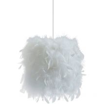 Lustre D'Intérieur Moderne Ø23CM Lampe à Suspension Romantique Nordique Suspension Luminaire En Plumes Blanches Pures E27
