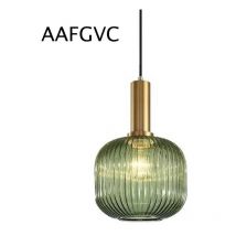 Aafgvc - Réduction, Lustre d'intérieur luminaire industriel suspension moderne E27 douille abat-jour plafond rayé verre suspension (vert, 20 cm)