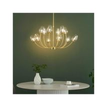 Lustre doré 12 tulipes de verre - Lucciana