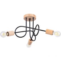 Lustre Ember acier/bois 3xE27 14cm Sollux