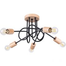 Lustre Ember acier/bois 5xE27 15cm Sollux