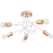 Sollux - Lustre Ember acier/bois 5xE27 15cm
