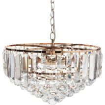Beliani - Lustre Glamour Lampe Suspendue en Métal et Cristaux Verre Doré 49 cm Acheiro