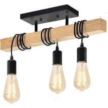 Fuienko - Lustre Industriel En Bois Pour Salon Cuisine Chambre (ampoule Non Incluse) E27
