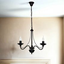 Licht-erlebnisse - Lustre noir 3 branches rustique Lustre