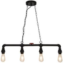 Sampa - Lustre ou plafonnier Robin 100cm réglable métal noir et rouge compatible led