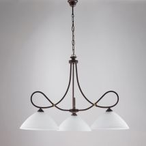 Bonetti Illumina - Lustre Dallas Noir, Effet Rouille Et Or Antique, Verre Albâtre D.13, 3 Lumières Ambiance Loft Ou Rétro