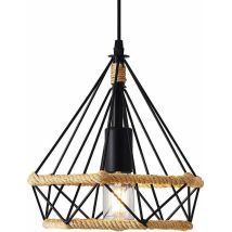 Vurahome - Lustre Rétro, Lustre Corde De Chanvre Rétro, Lustre Industriel, Lustre Losange, Plafonnier, Lustre Créatif, 25cm