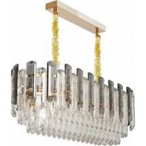 Luvodi - Lustre Salon Cristal Moderne Suspendu - Luminaire Plafonnier led pour Salle à Manger Chambre Salon - Gris Clair 60 x 30 cm