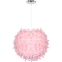 Rapanda - Lustre Suspension ø 30cm Plafonnier Lustre Plume Rose Suspension Luminaire pour Chambre Salon (Rose)