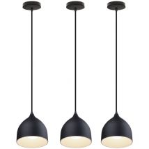 Moderne Lustre Suspension en Fer E27 Lampe Plafonnier Luminaire pour Hôtele Chamber Café Noir 3PCS