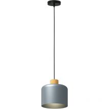 Lustre suspension design scandinave hauteur ajustable ø 28,5 cm douille E27 gris aspect bois