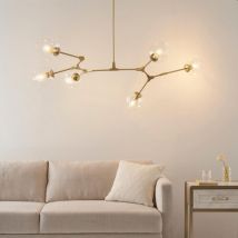 Kosilum - Lustre suspension dorée style floral 6 boules - Ofélia