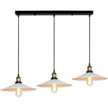 Wottes - Lustre Suspension Industrielle Rétro E27 Lampe Plafonnier Créatif 3 Luminaires Suspension Luminaire Réglable - Blanc + Noir
