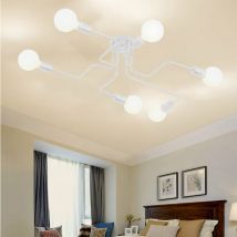 Axhup - Plafonnier Lustre Vintage led Lampe Industrielle Cuisine Salon Moderne Plafonnier Blanc 6 Tête