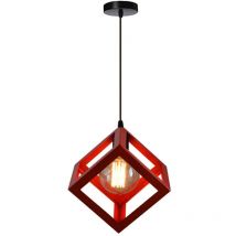 Wottes - Lustre Suspension Moderne Luminaire Plafonnier en Métal Lampe de Plafon Géométrique pour Chambre Salon Couloir Rouge - 1Pcs