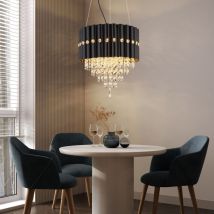 Globo Lighting - Lustre suspension lampe salle à manger 3x E27 fumé noir mat clair lustre