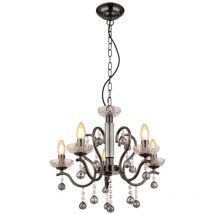 Globo - Lustre suspension lampe suspendue plafonnier cristaux de verre noir 5 lampes