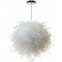 Lustre Suspension luminaire en plume blanche design forme sphère E27 40W pour Chambre Décoration Cadeau d'enfant