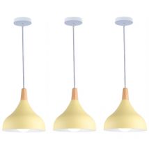 Lustre Suspension Moderne E27 Éclairage Intérieur Lampe Suspension Créative Simple Jaune Ø20CM pour Chambre Salon - 3Pcs