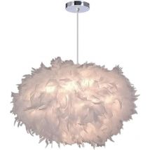 Umnuou - Lustre Suspension Moderne Lustre Ovale en Plumes Blanche Suspension Luminaire pour Chambre, ø 40cm, Hauteur 25cm