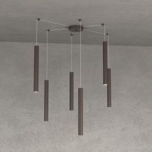 Lustre top light round tube 1174 s6 gu10 led cylindre métal classique moderne, finition métal marron