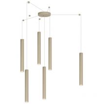 Lustre top light round tube 1174 s6 gu10 led cylindre métal classique moderne, finition métal le sable