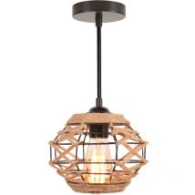 Lustre Vintage Lampe De Plafond En Corde De Chanvre Luminaire Plafonnier D'Intérieur En Métal Pour Couloir De Salon De Chambre À Coucher, Noir