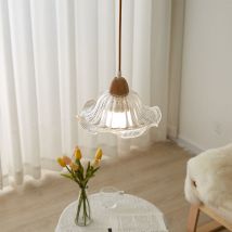 Denuotop - Lustres, Suspension moderne en laiton brossé avec verre transparent, lampes suspendues en métal for chambre à coucher, salle à manger,