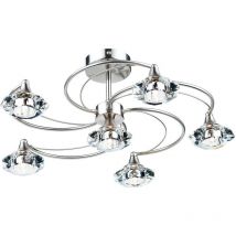 Dar luther - Lámpara de techo semi empotrada, cristal cromado satinado, 6x G9
