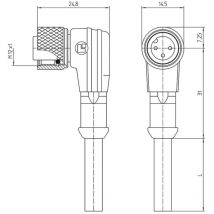 Lutronic - 1075 Sensor-/Aktor-Steckverbinder, konfektioniert M12 Kupplung, gewinkelt 5.00 m Polzahl Se