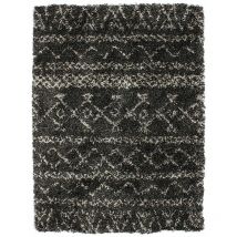Thedecofactory - tribal chic - Tapis à poils longs motifs ethniques noir 133x190