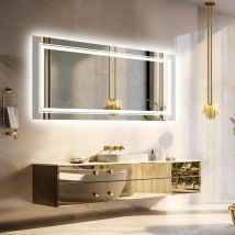 Luvodi Espejo Baño con Luz Led Antivaho Inteligente con Doble Tira de Luz, 1000 x 600mm