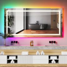 Luvodi Espejo Baño de Pared con Luz led rgb Antivaho Rectangular, 1050 x 500mm