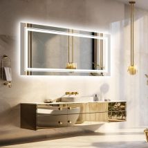 Luvodi - Espejo Baño con Luz Led Antivaho Inteligente con Doble Tira de Luz, 1830 x 900mm