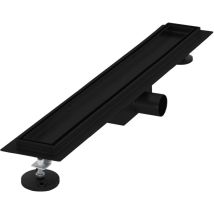 Luxebath - Caniveau de Douche 60 cm 2en1 à Carreler, Noir, Acier Inoxydable, avec Appareil Désodorisant et Filtre à Cheveaux Amovible, Pieds Réglable