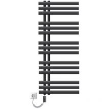 Elektrischer Badheizkörper Iron em 500 x 1200 mm Anthrazit + Heizstab 1200W mit Thermostat Touchbedienung, Handtuchheizkörper mit Heizpatrone,