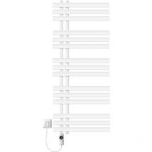 Luxebath - Elektrischer Badheizkörper Iron em 500x1200 mm Weiß mit Heizstab 1200W Thermostat Digitalanzeige, Handtuchheizkörper mit Heizpatrone,
