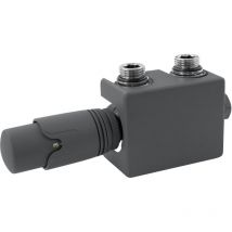LuxeBath Kit de Raccordement Robinetterie Multiblock, Anthracite, Universel d'Angle et de Passage, avec Tête Thermostatique, pour Radiateur Salle de