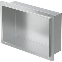 Luxebath - Nicho de Ducha de Acero Inoxidable 20x30x10cm cm Plata Marco de Pared sin Borde Empotrado Estante Integrado Instalación Flexible para