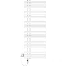 LuxeBath Radiador Eléctrico Iron EM 500 x 1400 mm Blanco, Estufa Toallera Vertical con Elemento Calefactor 1200W Termostato de Pantalla Digital,