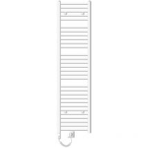 LuxeBath Radiador Toallero Eléctrico de Baño 400x1800mm Blanco Conexión Lateral Curva y Barra Calentadora 900W con Termostato y Pantalla Digital,