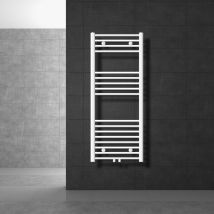 Luxebath - Radiateur de Salle de Bain Design Sahara, 500 x 1200 mm, Blanc, Forme Droit avec Connexion Central, sans Kit de Raccordement, Non