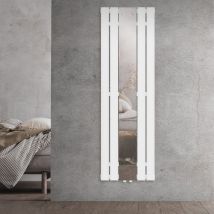 Luxebath - Radiatore a Pannello con Specchio 1600x450 mm Bianco Radiatore di Design Calorifero per Bagno Attacco Centrale Termoarredo Verticale